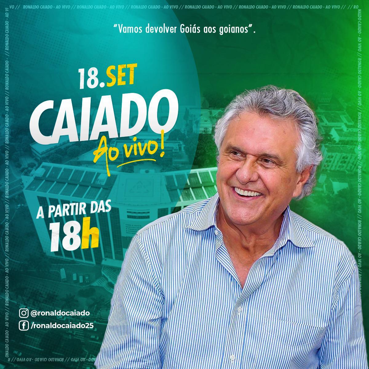 Ronaldo Caiado participa de live nesta sexta-feira (18/09)