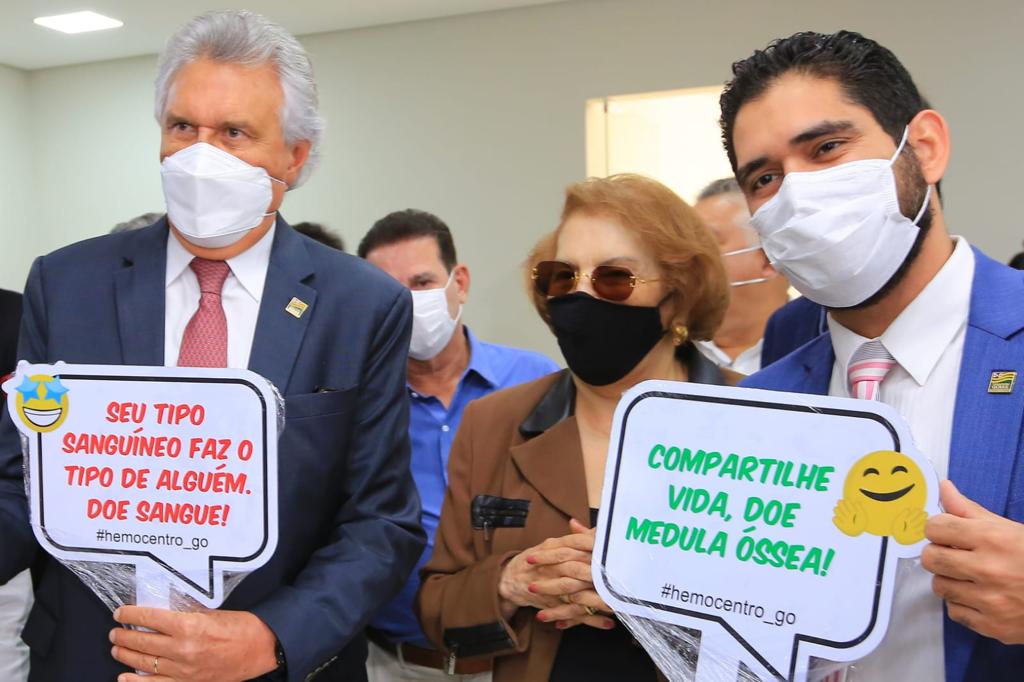 Caiado inaugura reforma e ampliação do Hemocentro Coordenador Estadual de Goiás, que faz homenagem ao ex-prefeito de Goiânia, professor Nion Albernaz