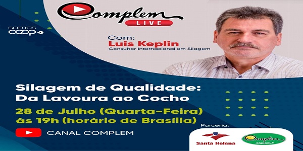 Agrolive: Complem vai transmitir no seu canal no youtube palestra sobre Silagem de Qualidade