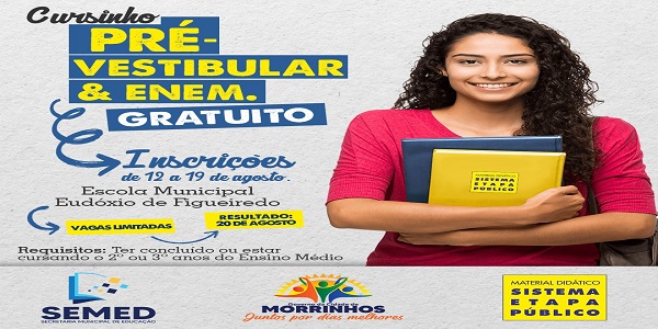 Prefeitura de Morrinhos lança Cursinho Pré-Vestibular/ENEM com 150 vagas