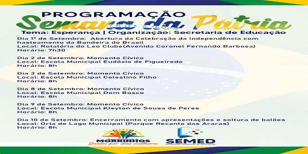Secretaria de Educação apresenta programação da Semana da Pátria em Morrinhos