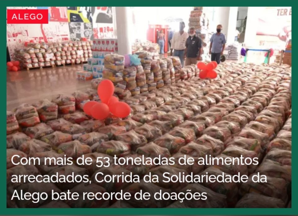 COM MAIS DE 53 TONELADAS DE ALIMENTOS ARRECADADOS, CORRIDA DA SOLIDARIEDADE DA ALEGO BATE RECORDE DE DOAÇÕES