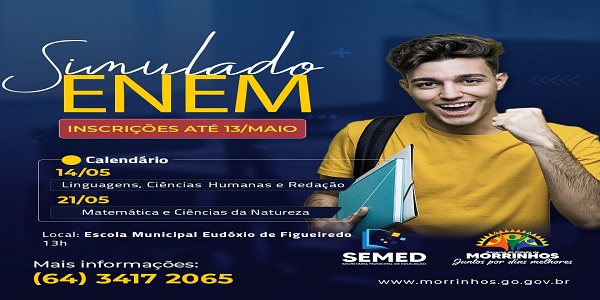 SECRETARIA DE EDUCAÇÃO INFORMA: INSCRIÇÕES PARA O SIMULADO ENEM ENCERRAM NESTA SEXTA-FEIRA