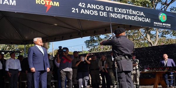 Governador Ronaldo Caiado inaugura novo espaço de treinamento de tiro da Rotam