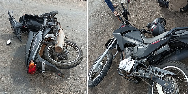 Acidente na manhã desta quarta-feira envolvendo duas motocicletas deixa três vítimas em Morrinhos