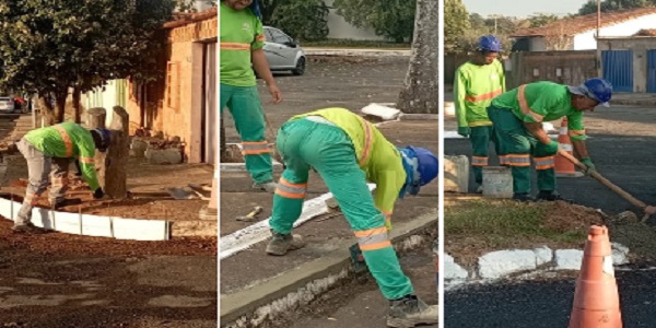 Secretaria de Obras realiza ações de recuperação de meios-fios em diversos pontos da cidade