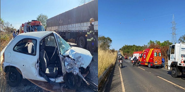 Grave Acidente na manhã desta quinta-feira entre Caldas Novas e Marzagão deixa três pessoas feridas, duas em estado mais grave