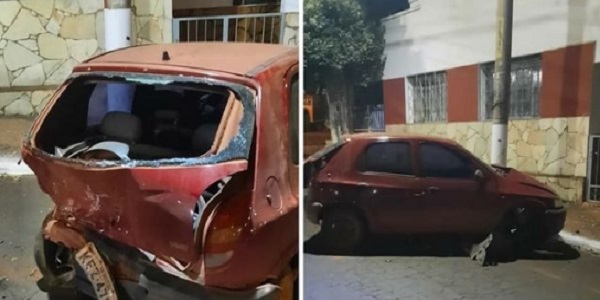 Condutor colide contra veículo estacionado e foge do local deixando danos materiais