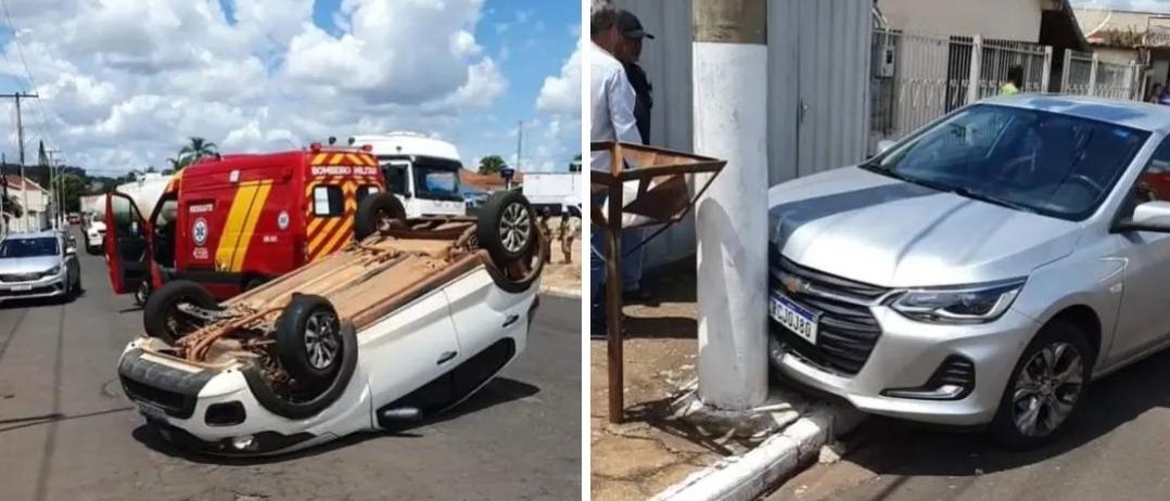 Acidente na Av. Cel. Pedro Nunes em Morrinhos: Fiat Mobi colide com veículo Chevrolet